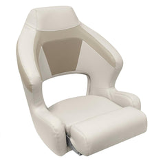 Wise BM33381066 Premier Pontoon XL Bucket Seat w/ Flip Up Bolster, Stone/Mocha Java/Khaki