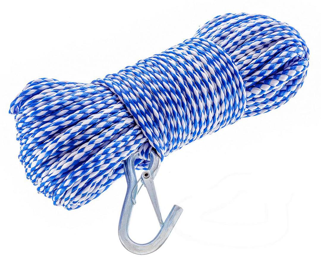 Attwood 1/4" x 100' Hollow Braid Polypropylene Anchor Line Blue/White 117222