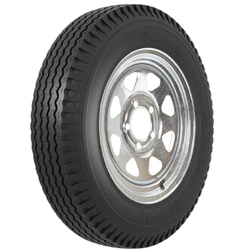 Loadstar Bias Tire and Wheel (Rim) Assembly K353 530-12 5 Hole 6 Ply, White With Stripe, Modular 30831