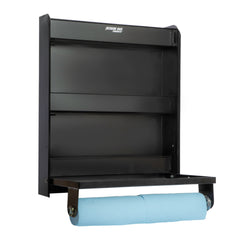 Extreme Max 5001.6037 Aluminum Work Station Storage Cabinet w/ Flip-Out Work Tray & Paper Towel Rack Organizer for Enclosed Race Trailer, Shop, Garage, Storage - Black