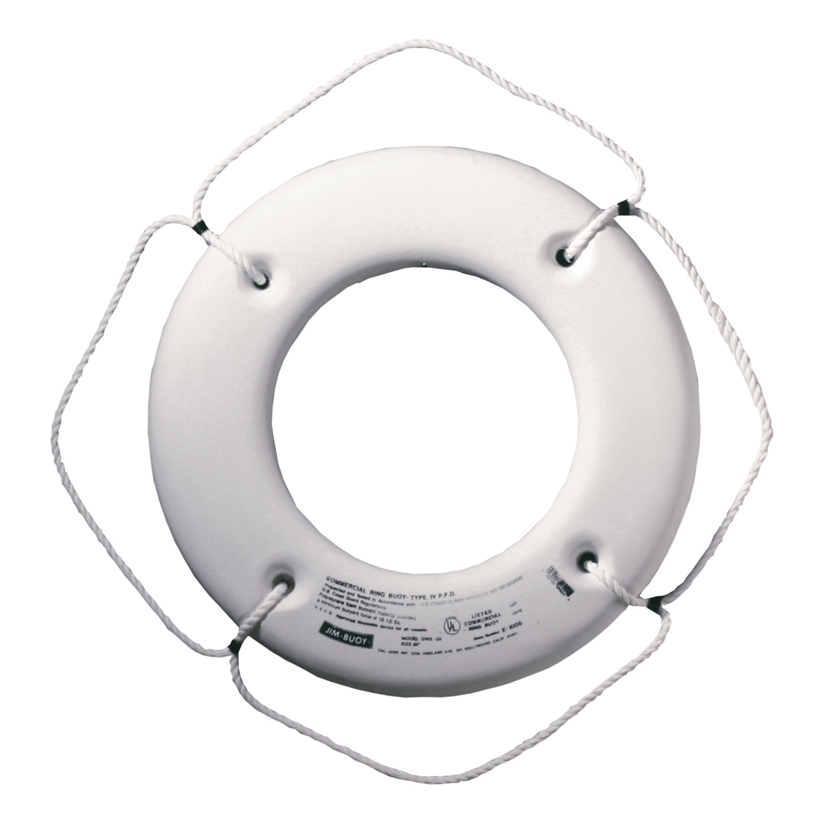 Jim-Buoy C-HS-24 W Canadian Hard Shell Lifebuoy, Small Vessel Series - 24", White C HS-24 W