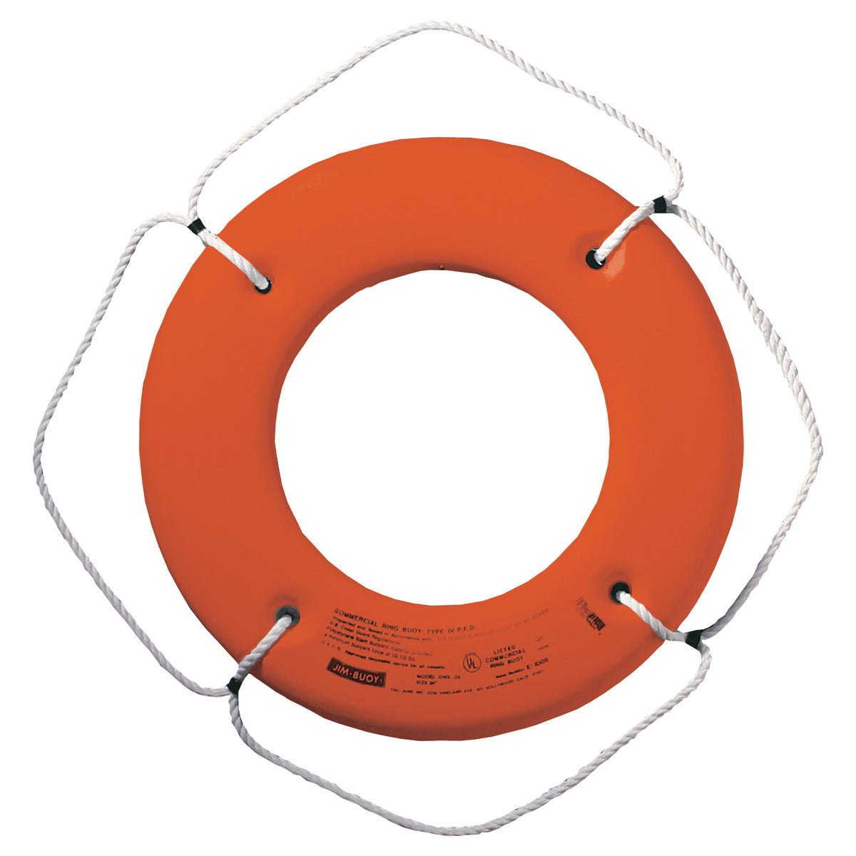 Jim-Buoy C-HS-24 O Canadian Hard Shell Lifebuoy, Small Vessel Series - 24", Orange C HS-24 O
