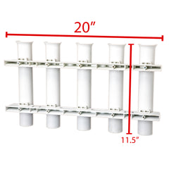 Extreme Max 3005.5636 Wall-Mount Poly Fishing Rod Holder - 5-Rod, White