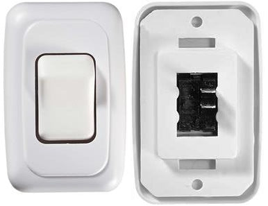 RV Designer S531 Contoured DC Wall Switch On/Off - Single, White