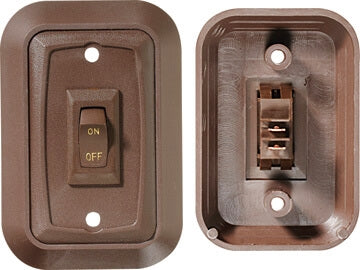RV Designer S651 Contoured DC Wall Plate Switch On/Off - Single, Brown