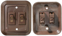 RV Designer S655 Contoured DC Wall Plate Switch On/Off - Double, Brown