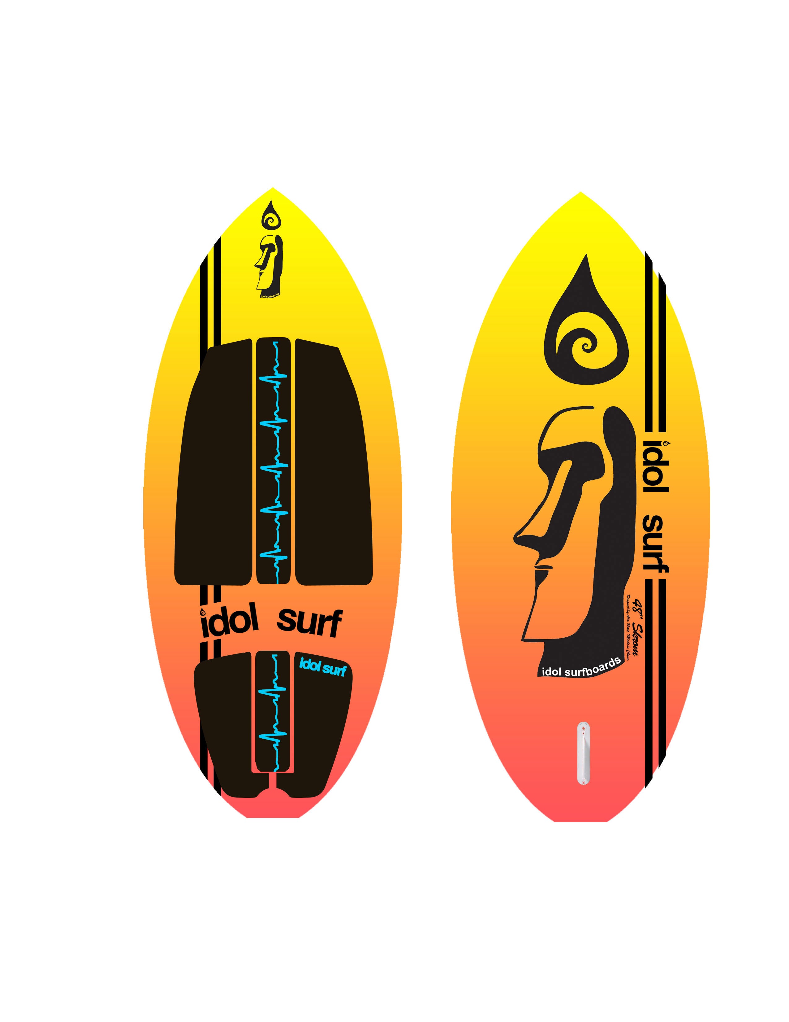 Idol Surf 22-45-48 Skrom Skim-Style Wake Surfboard - 48"
