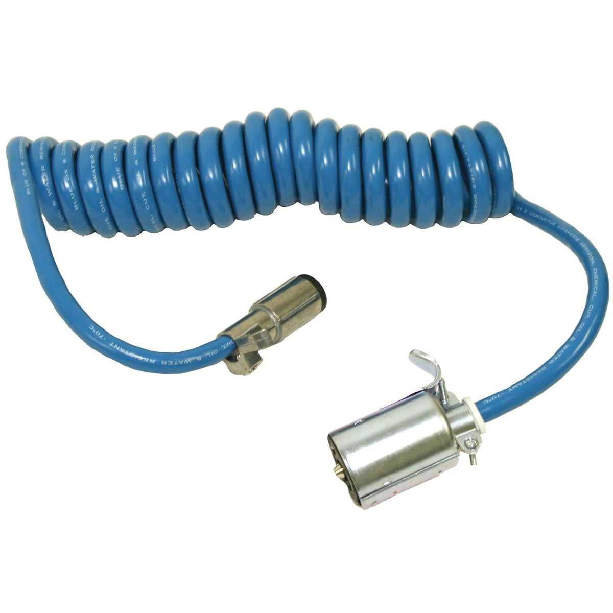 Blue Ox BX88206 Coiled Electrical Cable - 7-Way Round to 6-Way Socket