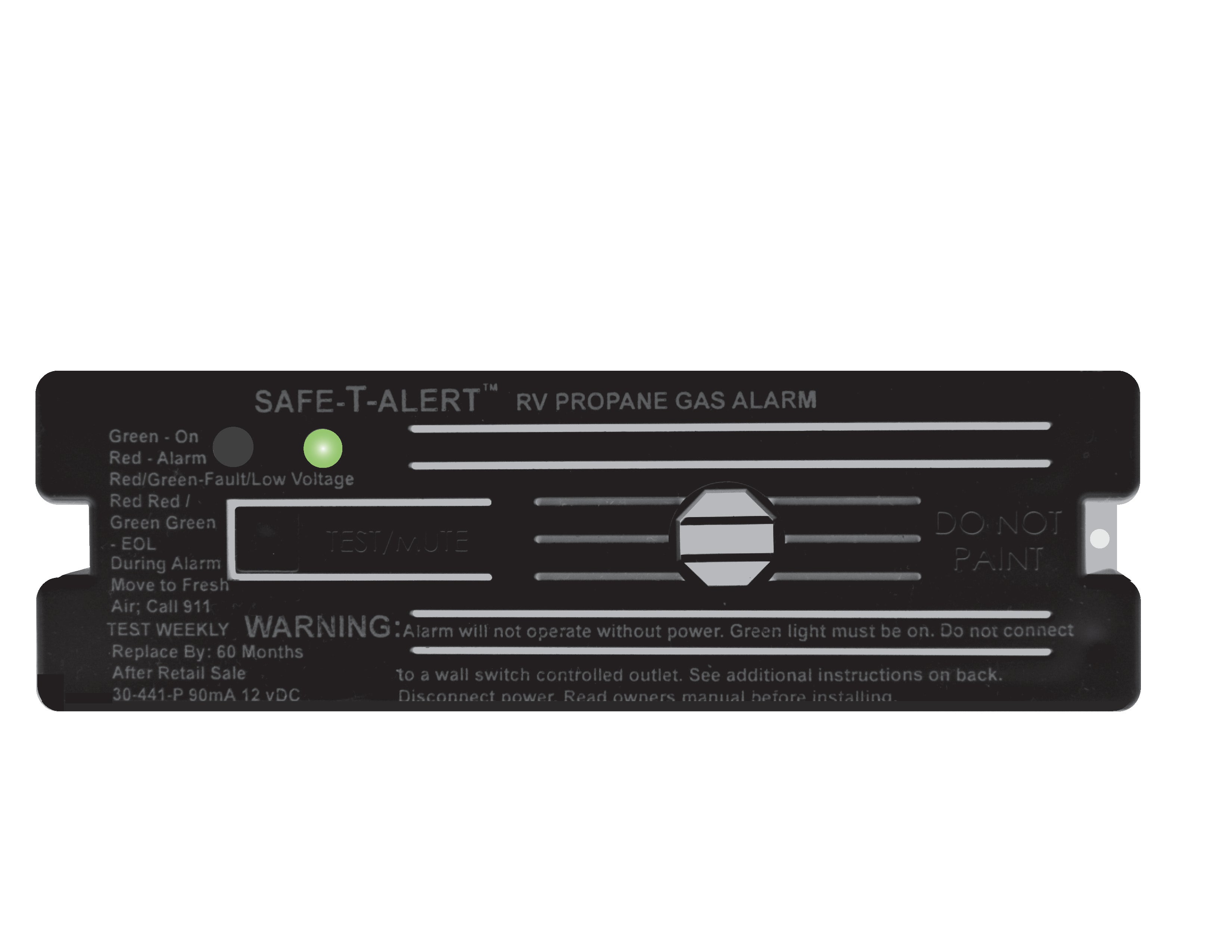 Safe-T-Alert 30-441-P-BL Classic Propane/LP Gas Alarm - 12V, 30 Series Surface Mount, Black