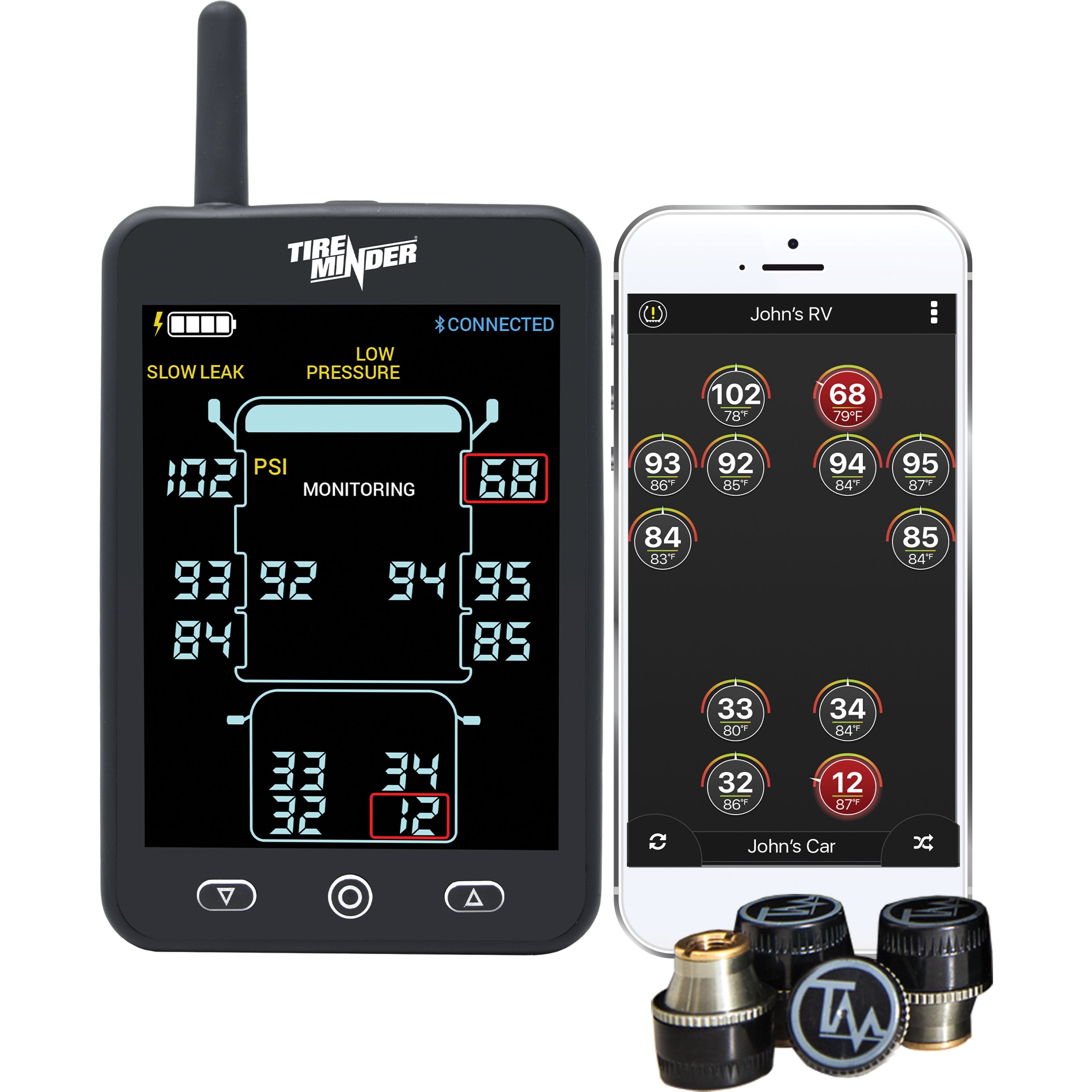 Minder Research TM22129 TireMinder A1AS RV TPMS with 4 Standard External Transmitters