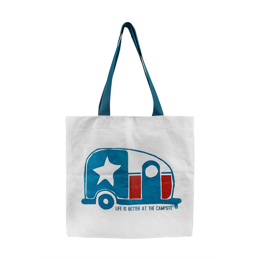Camco 53370 Tote Bag - Life is Better at the Campsite, Texas Flag Mini Camper Design