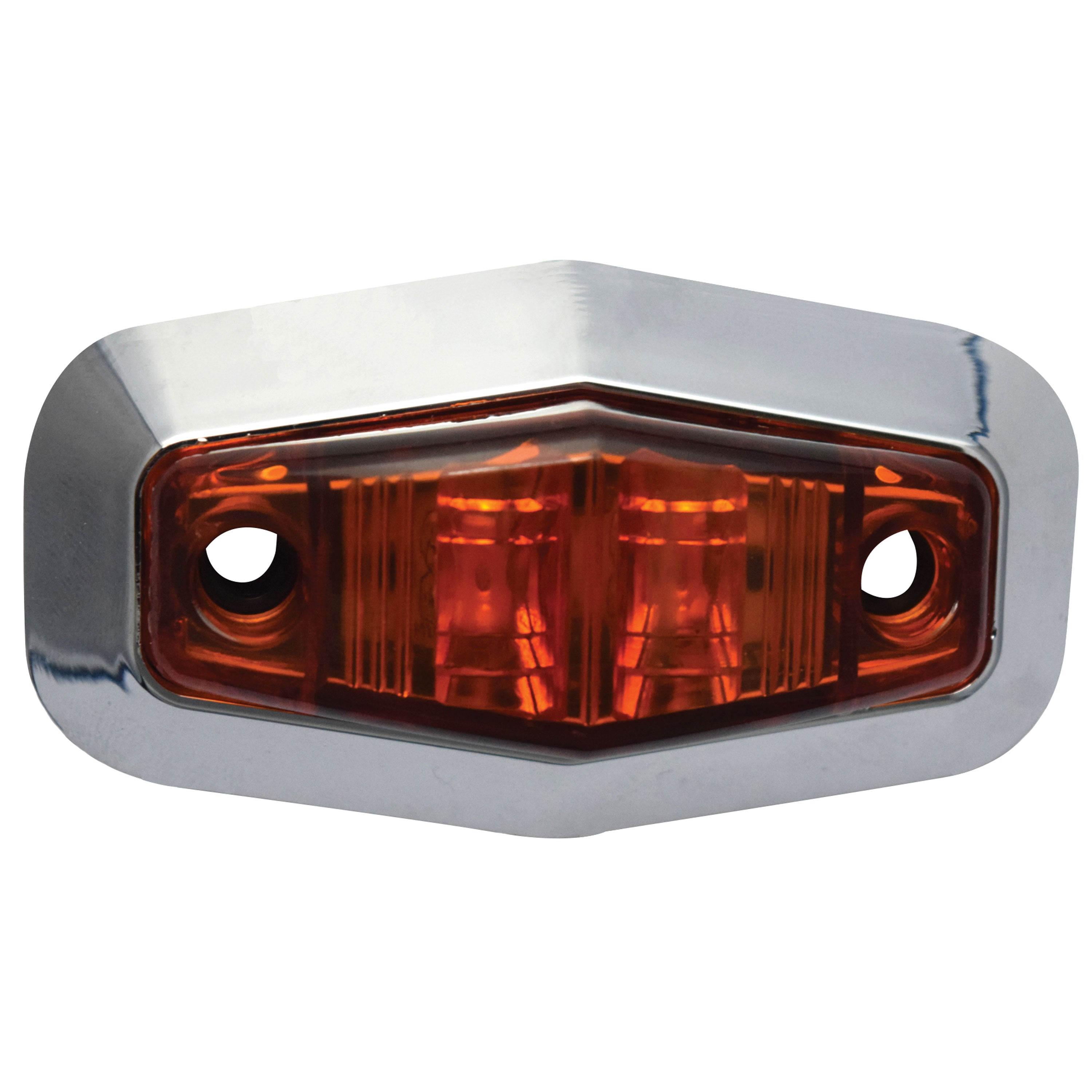 Fasteners Unlimited 003-19A LED Clearance Light Kit With Chrome Ring - Amber, 3.25 in. L x 1.75 in. H CMD-003-19A