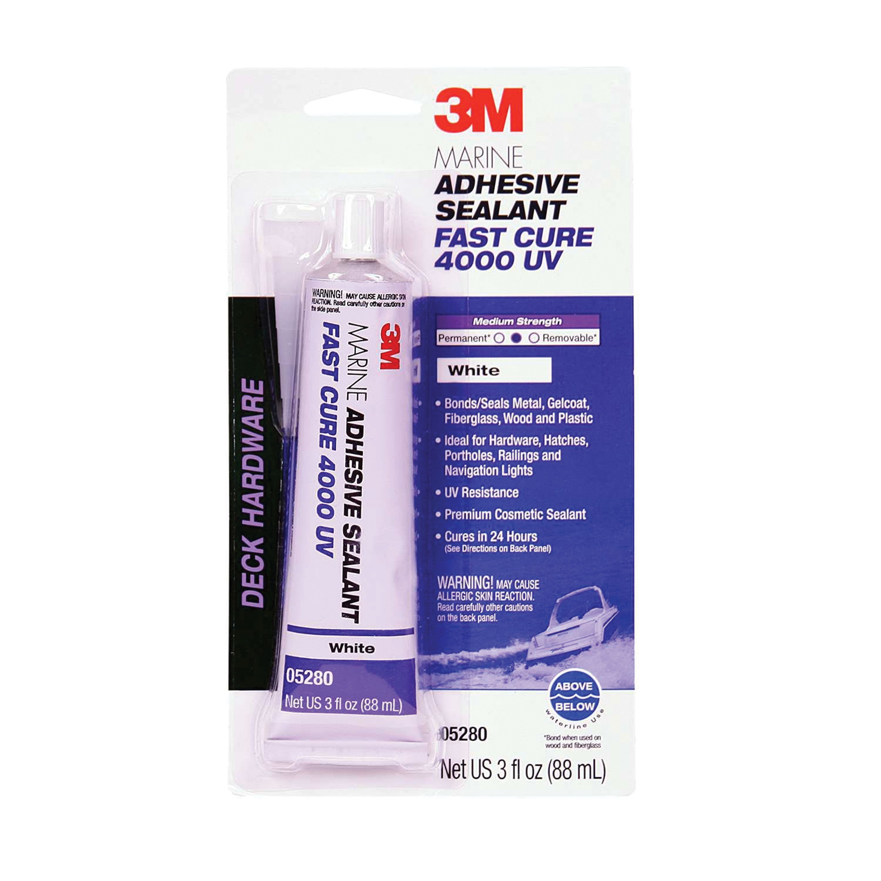 3M 05280 Marine Adhesive/Sealant Fast Cure 4000 UV, White / 3 oz.