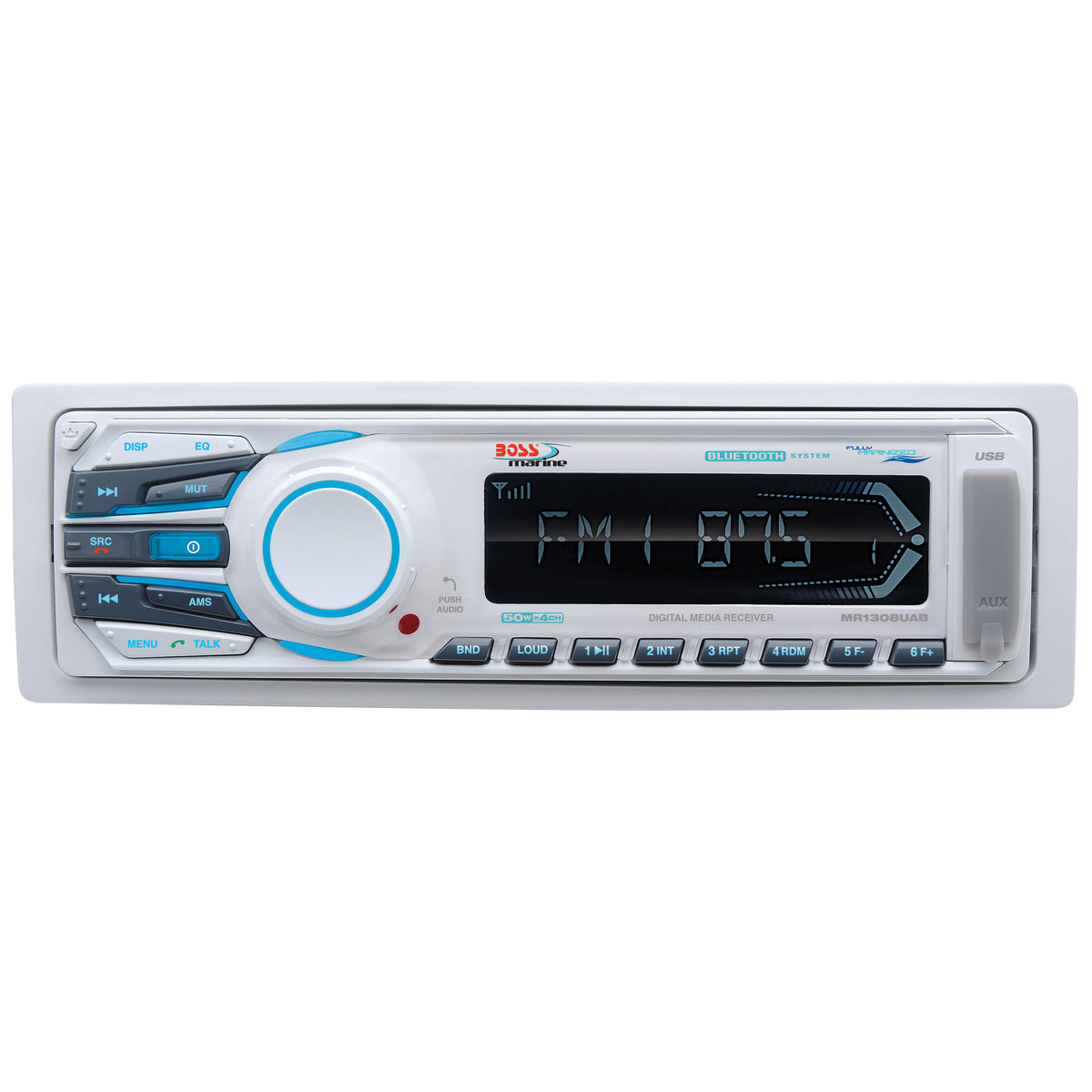Boss Audio Systems MR1308UAB AM/FM/MP3 Compatible Multimedia Bluetooth Receiver with Detachable Panel - No CD/DVD, White