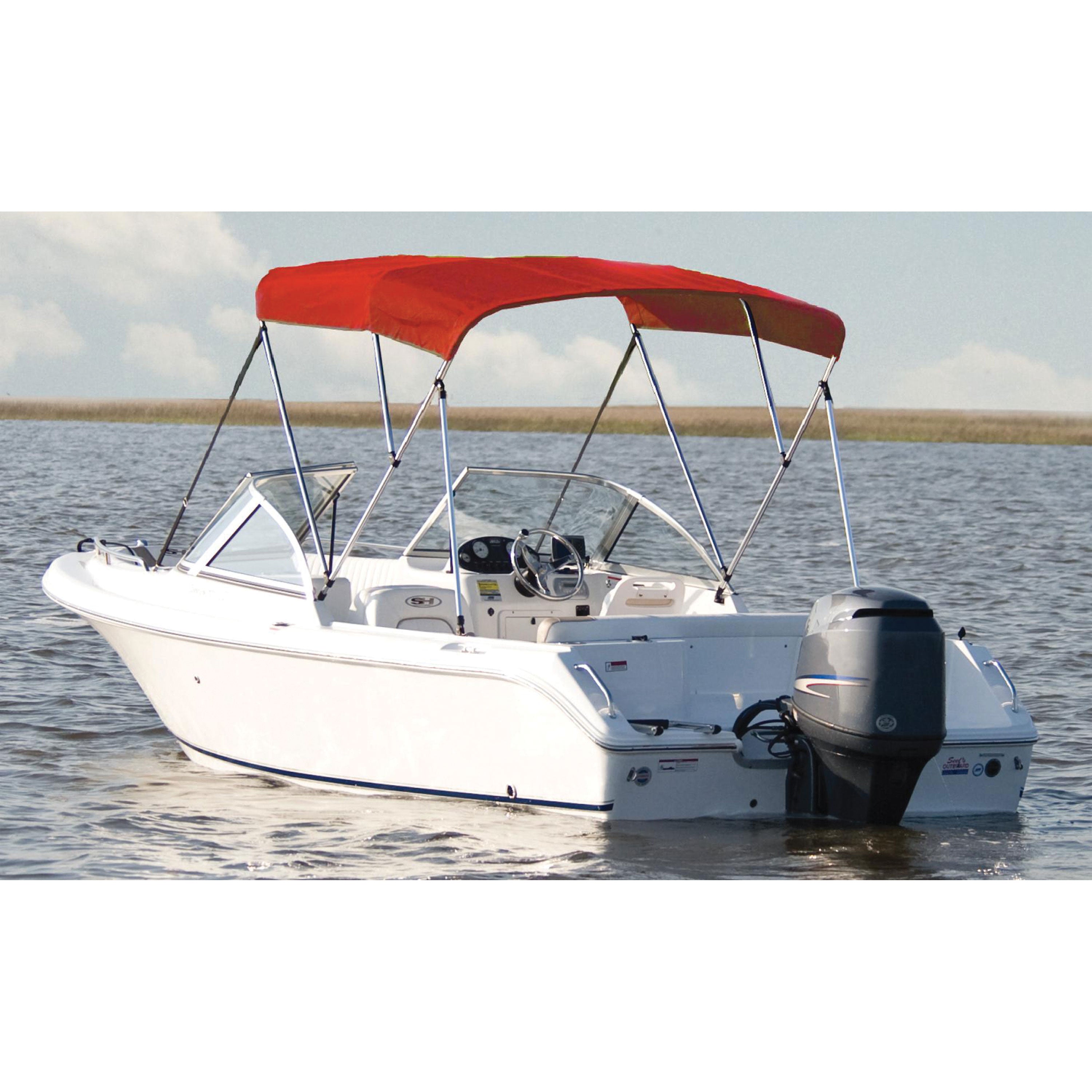 Carver A5469TB-7 Fully Assembled 3-Bow Round Tube Sunbrella Bimini Complete Top Kit - Red, 67" - 72" Widths