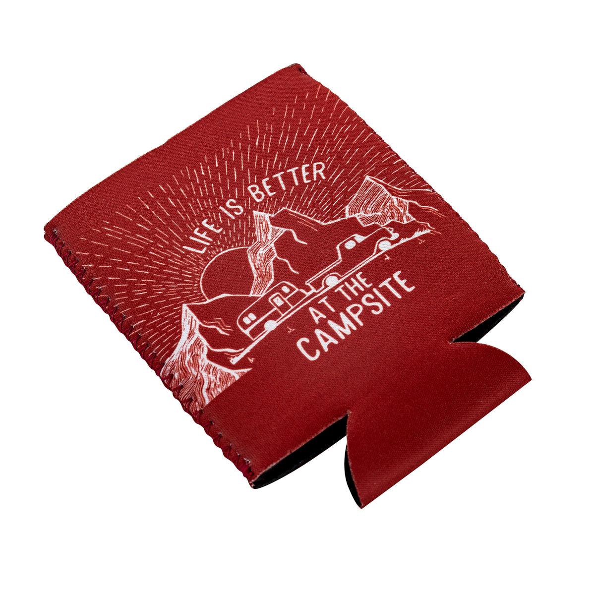 Camco 53248 "Life is Better at the Campsite" Can Sleeve - Burgundy Sunrise