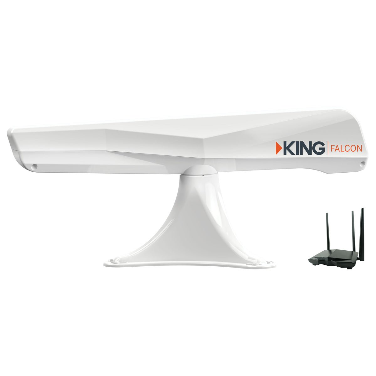 KING KF1000 Falcon Directional Wi-Fi Antenna with KING WiFiMax Router/Range Extender - White