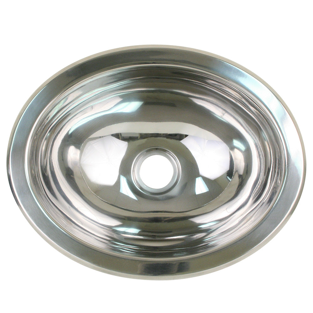 Scandvik 10280 Polished SS Oval Sink - 13.25" x 10.5"