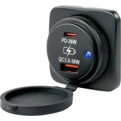 Sea-Dog 426531-1 USB A / USB C Square Surface Mount Power Socket