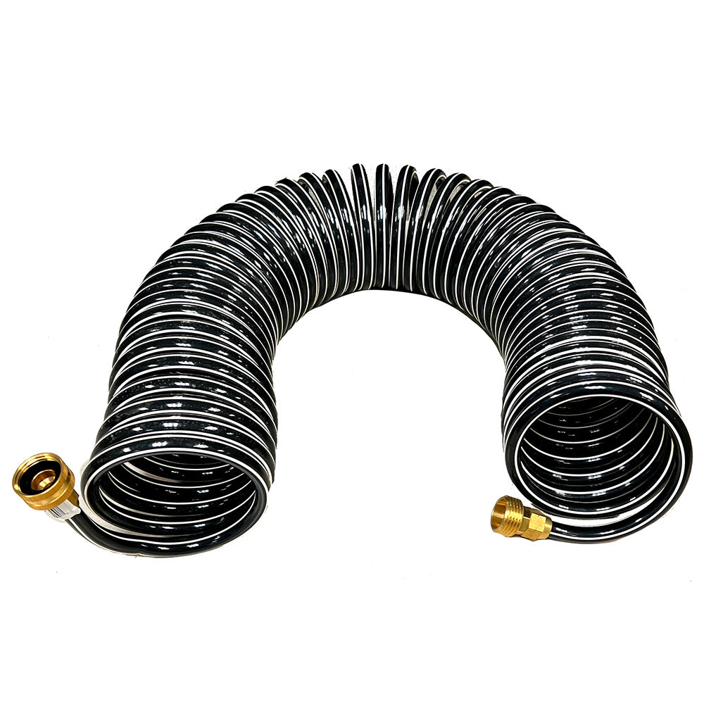 Trident Marine 167-25 Coiled Wash Down Hose w/Brass Fittings - 25'
