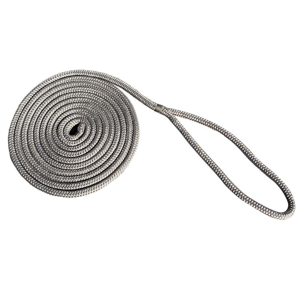 New England Rope 5058-16-00015 1/2" x 15&#39; Nylon Double Braid Dock Line - Grey