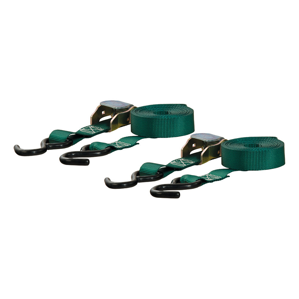 CURT 83015 15&#39; Dark Green Cargo Straps w/"S" Hooks - 300 lbs - 2 Pack