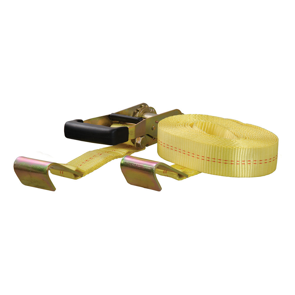 CURT 83048 27&#39; Yellow Cargo Strap w/Flat Hooks - 3,333 lbs
