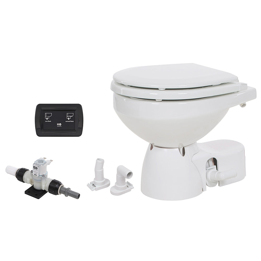 Jabsco 38045-3094RSP Quiet Flush E2 Fresh Water Toilet Compact Bowl - 24V - Soft Close Lid