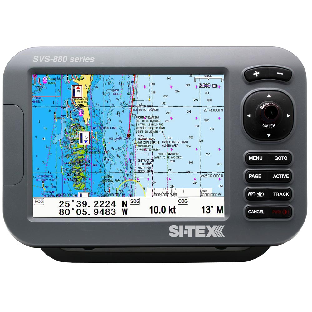 SI-TEX SVS-880CE+ Standalone 8" Chartplotter System w/Color LCD, Internal & External GPS Antenna & C-MAP 4D Card
