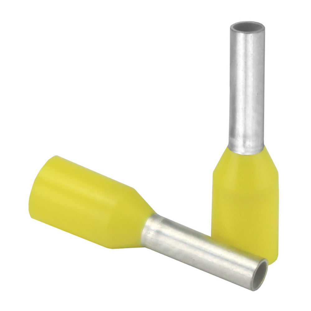 Pacer TFRL18-6MM-25 Yellow 18 AWG Wire Ferrule - 6mm Length - 25 Pack