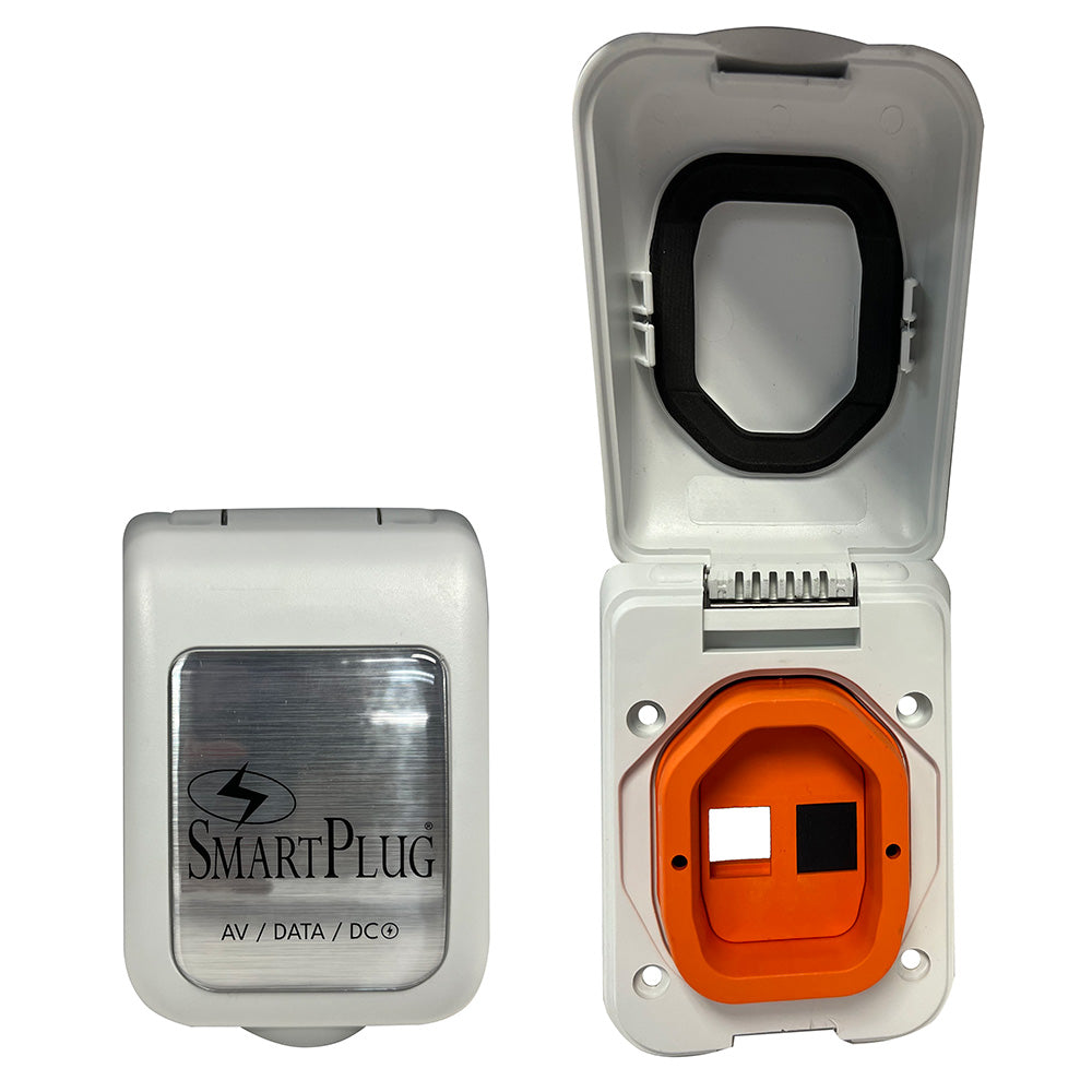 SmartPlug BDBPW Data Port Case/Inlet Only - White Cover w/One Blank Plug & One Open Port