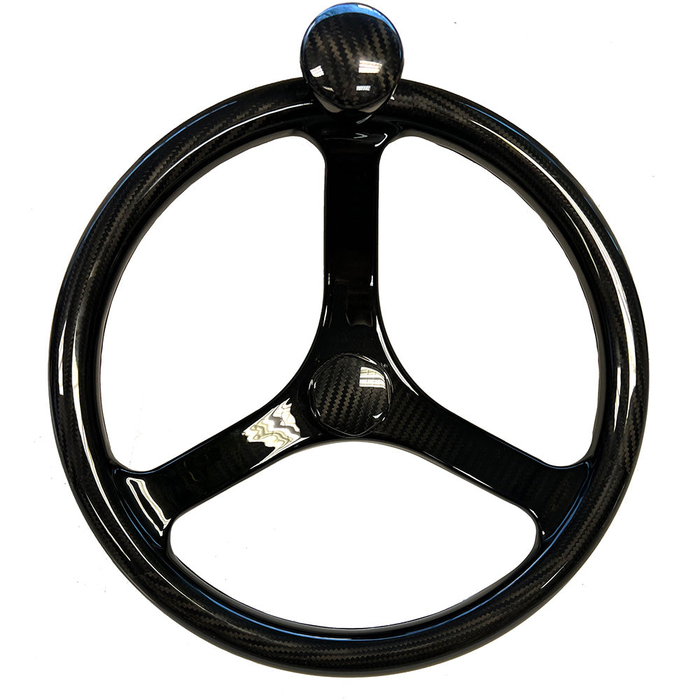 Schmitt Marine 7461321FGK-CFN Carbon Fiber Primus Wheel w/Knob 13.5" w/Sanntoprene Finger Grip 3/4" Tapered Shaft w/CF Nut