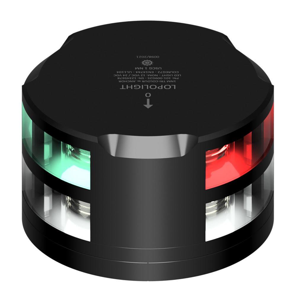 Lopolight 101-009-FB-B Tri-Color Anchor Light - 1NM - Black Housing w/FB Base