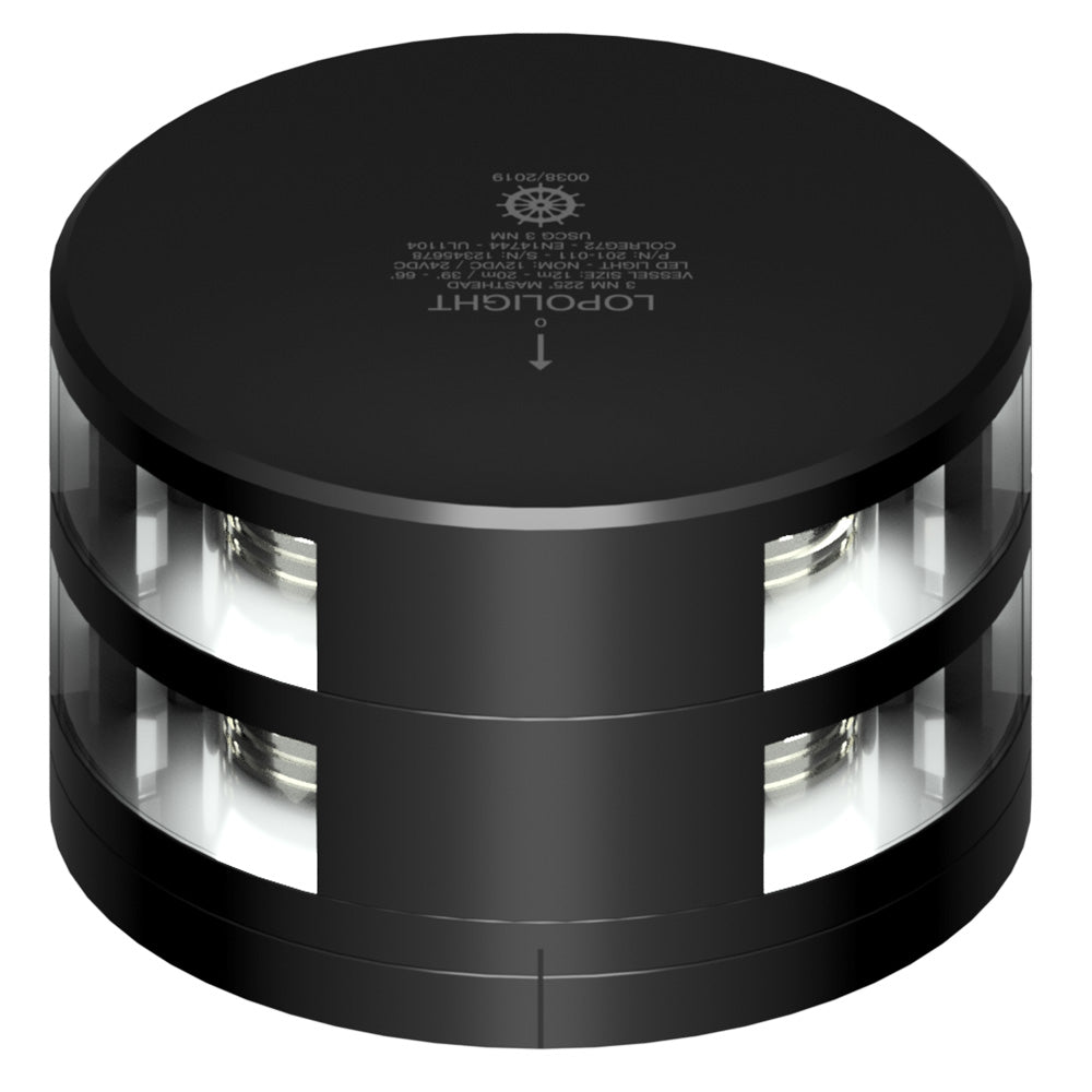 Lopolight 201-011KLST-FB-B Double Stacked Masthead Light - 3NM - Black Housing w/FB Base