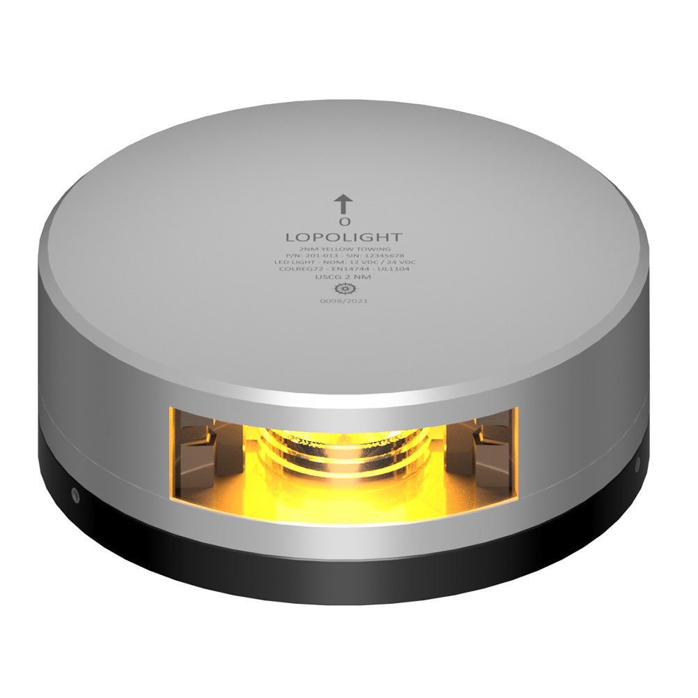 Lopolight 201-013-FB Yellow Towing Light - 2NM - Silver Housing w/FB Base