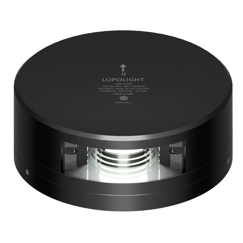 Lopolight 301-005-FB-B Stern Light - 2NM - Black Housing w/FB Base