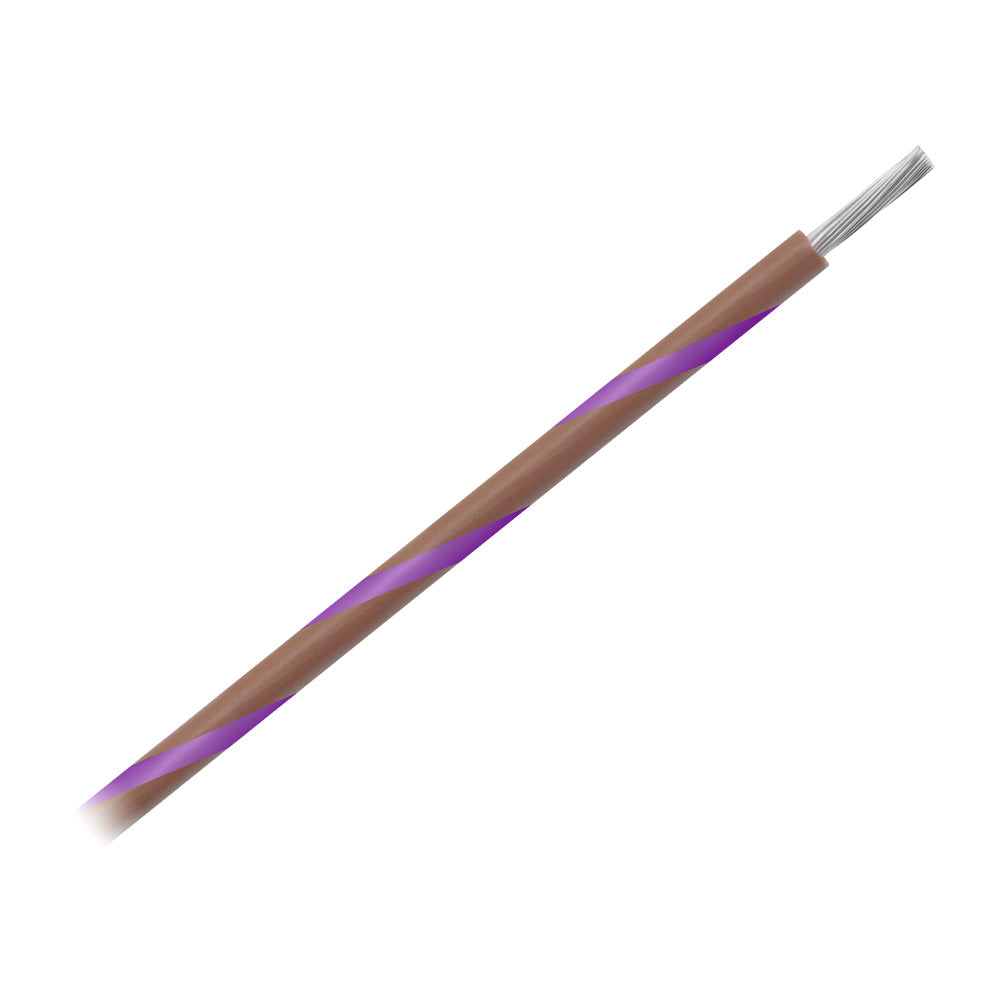 Pacer WUL14BR-7-500 14 AWG Gauge Striped Marine Wire 500' Spool - Brown w/Violet Stripe