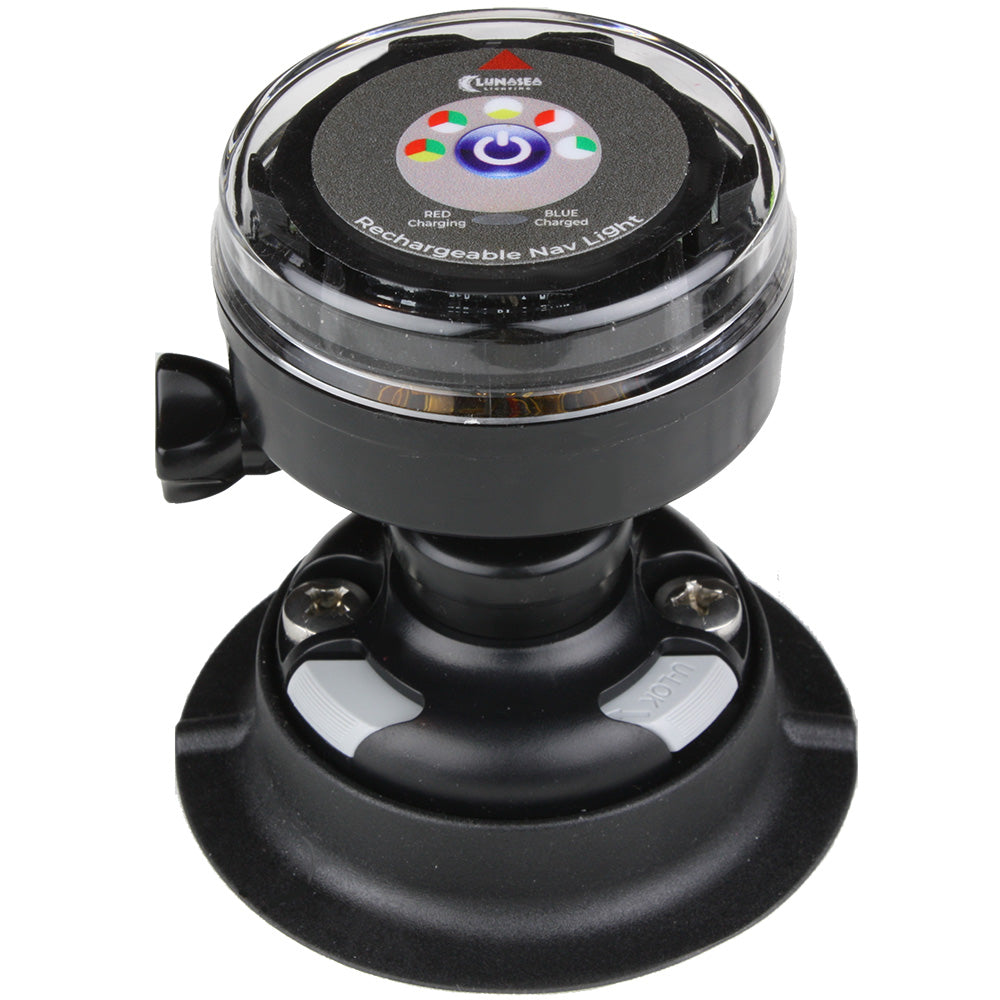 Lunasea LLB-72BK-UB-01 Rechargeable Tri-Color Portable Navigation Light w/RailBlaza Quikport Mount - Black