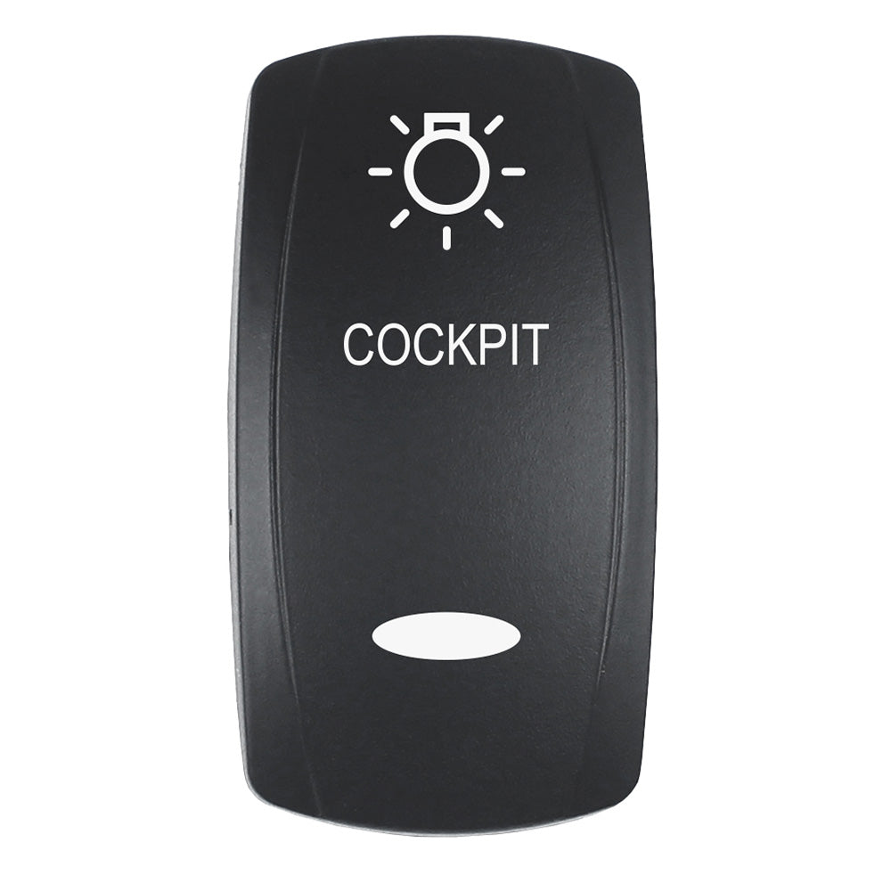 Pacer EV2LE-CKPT Actuator - 'COCKPIT' f/V Series Contura Switches - Black - Laser Etched (Top/Bottom Light)
