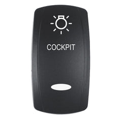 Pacer EV2LE-CKPT Actuator - 'COCKPIT' f/V Series Contura Switches - Black - Laser Etched (Top/Bottom Light)