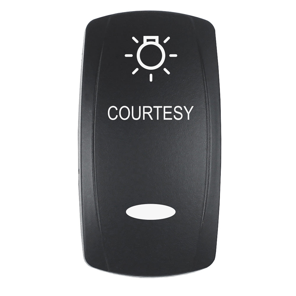Pacer EV2LE-CTSY Actuator - 'COURTESY' f/V Series Contura Switches - Black - Laser Etched (Top/Bottom Light)