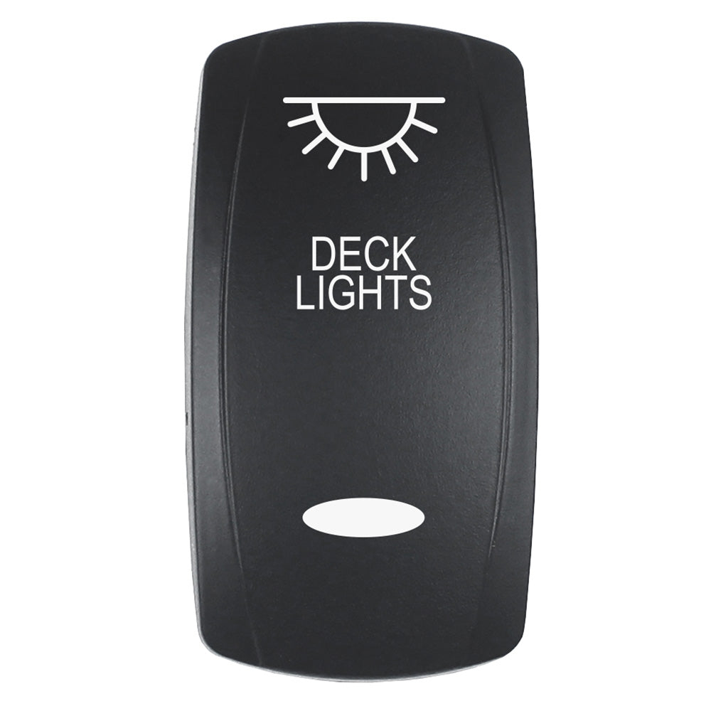 Pacer EV2LE-DECK Actuator - 'DECK LIGHTS' f/V Series Contura Switches - Black - Laser Etched (Top/Bottom Light)