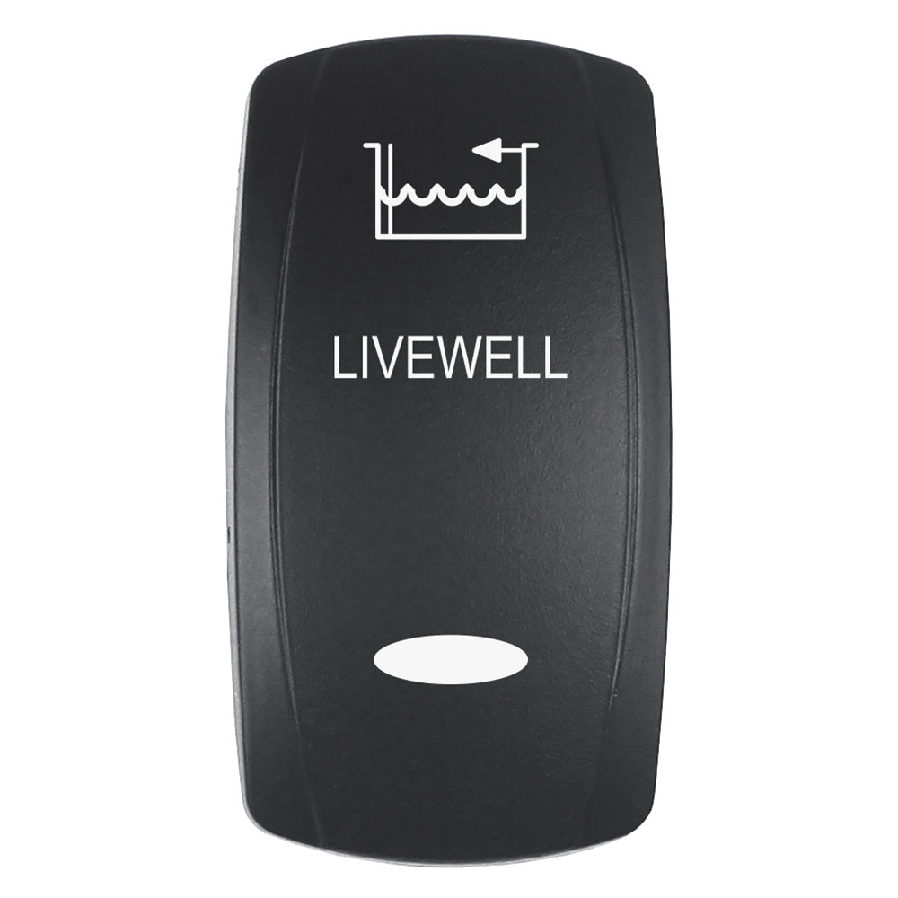Pacer EV2LE-LVWL Actuator - 'LIVEWELL' f/V Series Contura Switches - Black - Laser Etched (Top/Bottom Light)