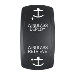 Pacer EV2LE-WND Actuator - 'WINDLASS DPLY/RTRV' f/V Series Contura Switches - Black - Laser Etched (Top/Bottom Light)