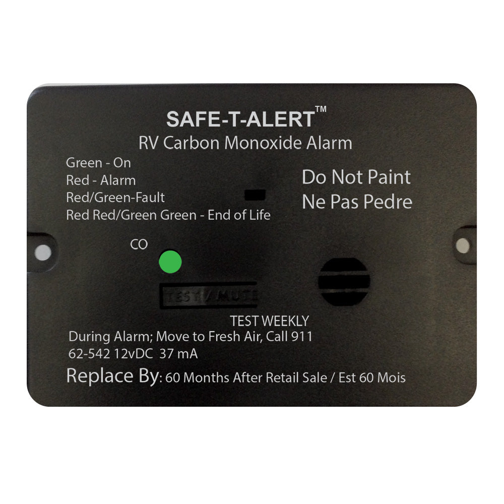 Safe-T-Alert 62-542-BL 62 Series Carbon Monoxide Alarm - 12V - RV Flush Mount - Black