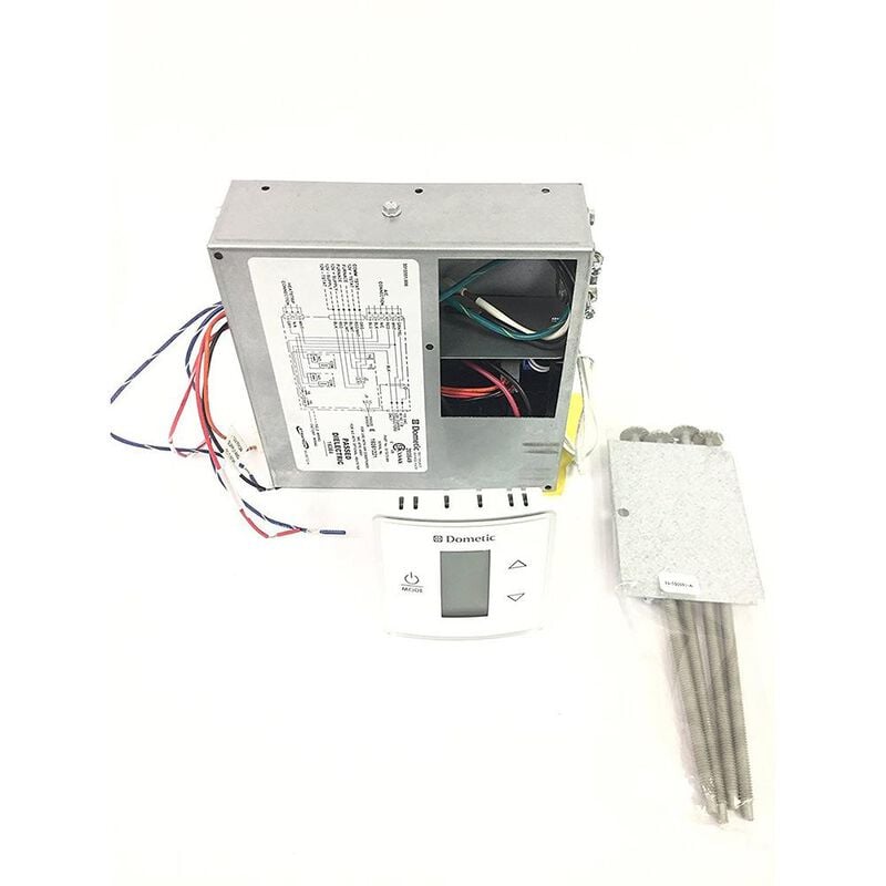 Dometic 3316232.700 Control Kit/Relay Box Heat/Cool/Heat Strip with Polar White CT Wall Thermostat