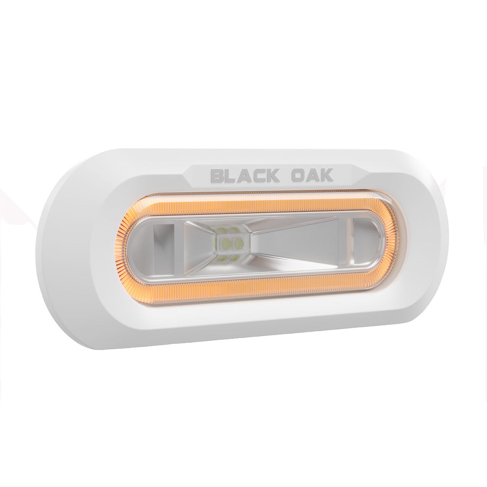 Black Oak MLPS-FA Low Pro Marine Spreader Light - Flush Mount - White Housing - Amber LED