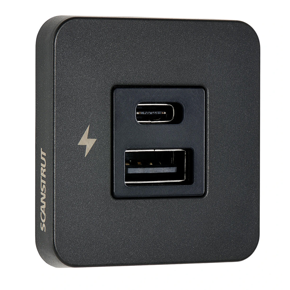 Scanstrut SC-TILE-10 TILE USB-A/USB-C Interior Charging Socket - 12/24V - Black Bezel