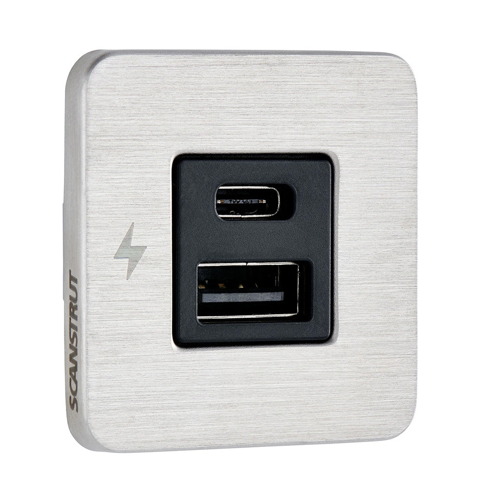 Scanstrut SC-TILE-11 TILE USB-A/USB-C Interior Charging Socket - 12/24V - Stainless Steel Bezel