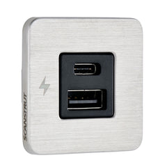 Scanstrut SC-TILE-11 TILE USB-A/USB-C Interior Charging Socket - 12/24V - Stainless Steel Bezel